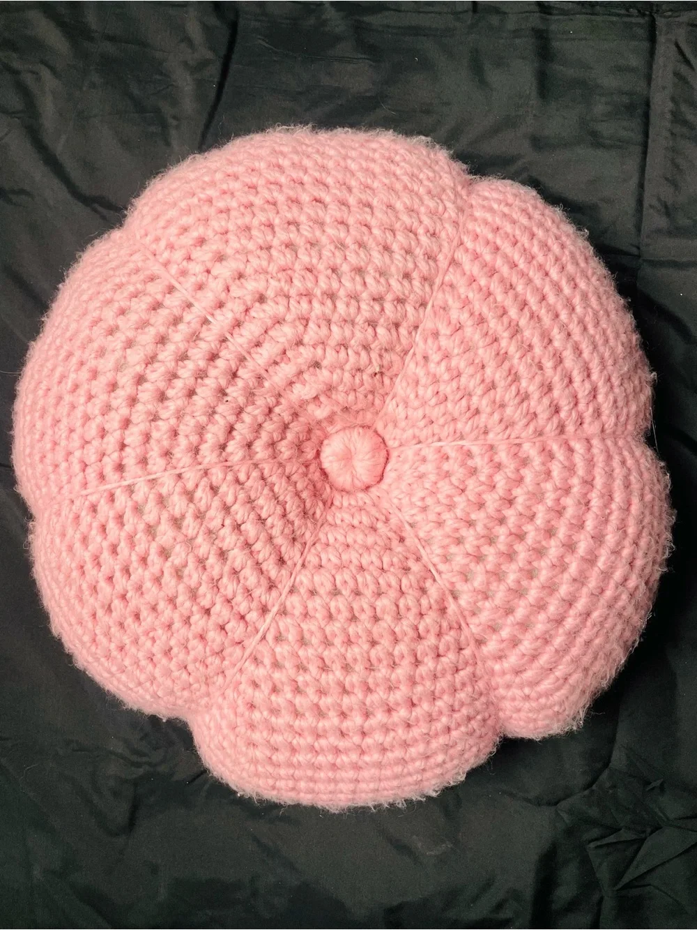 Blush Pink Crochet Flower Accent Pillow - Cozy Decorative Cushion